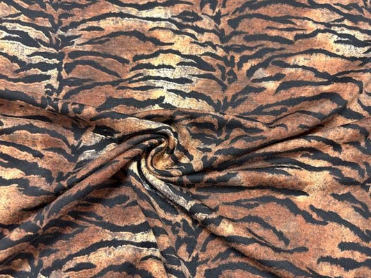 Animal Leopard Spot French Terry #114 Browns Cotton Polyester Spandex Stretch Apparel Fabric Medium Weight Soft 58"-60" Wide By The Yard