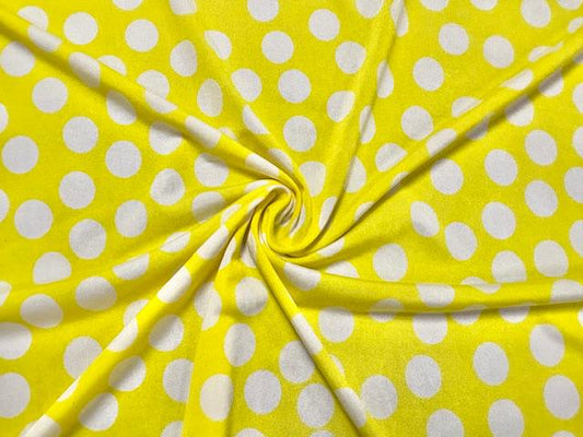 DTY Polka Dot Print #6 Neon Yellow Polyester Spandex Apparel Stretch Fabric 190 GSM 58"-60" Wide By The Yard