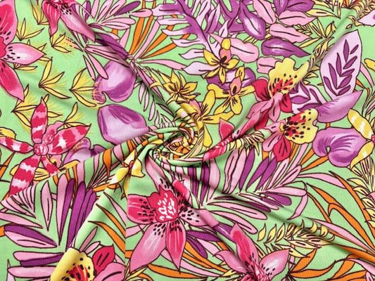 DTY Neon Floral Print #8 Polyester Spandex Apparel Stretch Fabric 190 GSM 58"-60" Wide By The Yard