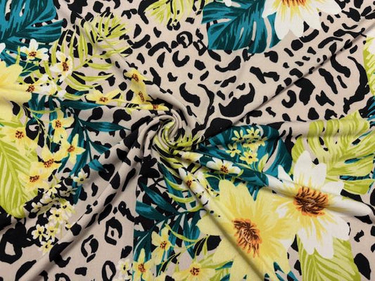 DTY Floral Animal Spot Print #15 Polyester Spandex Apparel Stretch Fabric 190 GSM 58"-60" Wide By The Yard
