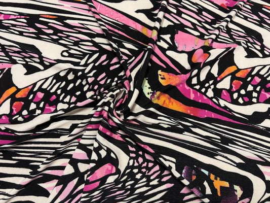 DTY Abstract Geometric Print #17 Polyester Spandex Apparel Stretch Fabric 190 GSM 58"-60" Wide By The Yard