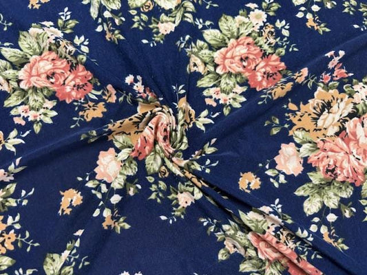 DTY Classic Floral Print #23 Polyester Spandex Apparel Stretch Fabric 190 GSM 58"-60" Wide By The Yard