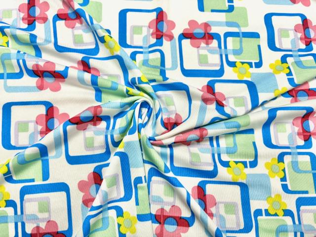 DTY Retro Floral Print #28 Polyester Spandex Apparel Stretch Fabric 190 GSM 58"-60" Wide By The Yard