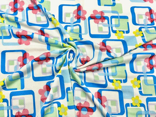 DTY Retro Floral Print #28 Polyester Spandex Apparel Stretch Fabric 190 GSM 58"-60" Wide By The Yard