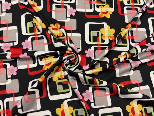 DTY Retro Floral Print #29 Polyester Spandex Apparel Stretch Fabric 190 GSM 58"-60" Wide By The Yard