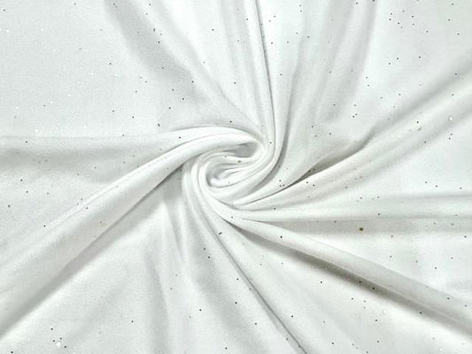 DBP Gold Sparkle Shimmer White #126 Double Brushed Polyester Spandex Apparel Stretch Fabric 190 GSM 58"-60" Wide By The Yard