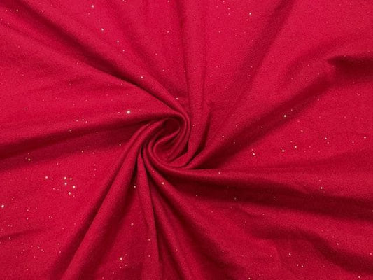 DBP Gold Sparkle Shimmer Red #128 Double Brushed Polyester Spandex Apparel Stretch Fabric 190 GSM 58"-60" Wide By The Yard
