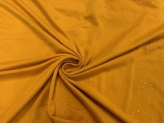 DBP Gold Sparkle Shimmer Mustard #130 Double Brushed Polyester Spandex Apparel Stretch Fabric 190 GSM 58"-60" Wide By The Yard