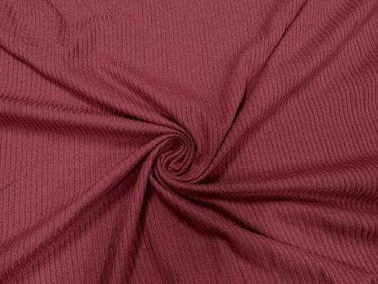 Wine DBP 4X2 Rib Knit #61 Double Brushed Polyester Spandex Stretch 190GSM Apparel Fabric 58"-60" Wide By The Yard