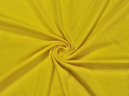 Sunshine Yellow DBP 4X2 Rib Knit #72 Double Brushed Polyester Spandex Stretch 190GSM Apparel Fabric 58"-60" Wide By The Yard