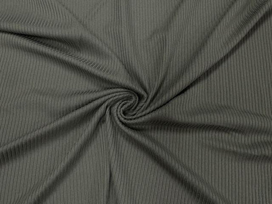 Moss Green DBP 4X2 Rib Knit #75 Double Brushed Polyester Spandex Stretch 190GSM Apparel Fabric 58"-60" Wide By The Yard