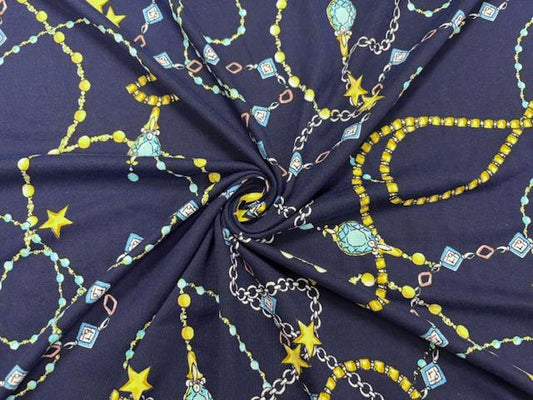 Jewelry DBP Print #984 Double Brushed Polyester Spandex Apparel Stretch Fabric 190 GSM 58"-60" Wide By The Yard