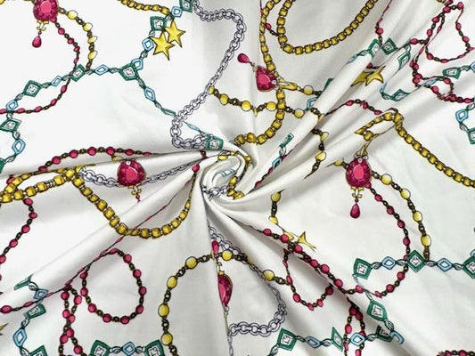 Jewelry DBP Print #986 Double Brushed Polyester Spandex Apparel Stretch Fabric 190 GSM 58"-60" Wide By The Yard