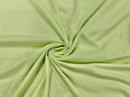 Honeydew Green DBP 4X2 Rib Knit #55 Double Brushed Polyester Spandex Stretch 190GSM Apparel Fabric 58"-60" Wide By The Yard