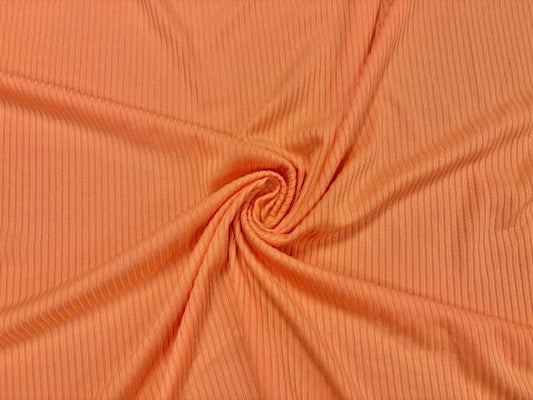 Orange Cream DBP 4X2 Rib Knit #57 Double Brushed Polyester Spandex Stretch 190GSM Apparel Fabric 58"-60" Wide By The Yard