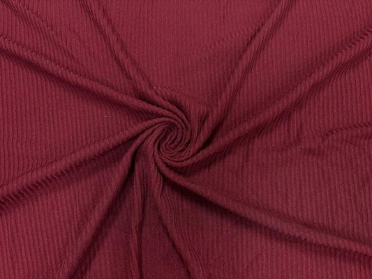 Burgundy DBP 4X2 Rib Knit #58 Double Brushed Polyester Spandex Stretch 190GSM Apparel Fabric 58"-60" Wide By The Yard