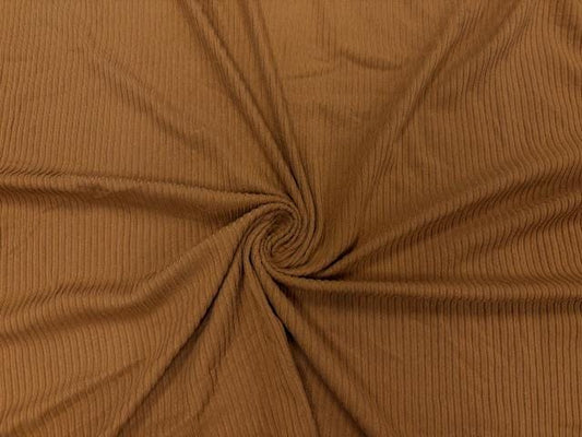 Camel DBP 4X2 Rib Knit #66 Double Brushed Polyester Spandex Stretch 190GSM Apparel Fabric 58"-60" Wide By The Yard