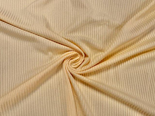 Butter Yellow DBP 4X2 Rib Knit #73 Double Brushed Polyester Spandex Stretch 190GSM Apparel Fabric 58"-60" Wide By The Yard