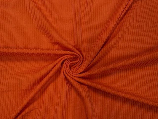 Pumpkin Orange DBP 4X2 Rib Knit #76 Double Brushed Polyester Spandex Stretch 190GSM Apparel Fabric 58"-60" Wide By The Yard