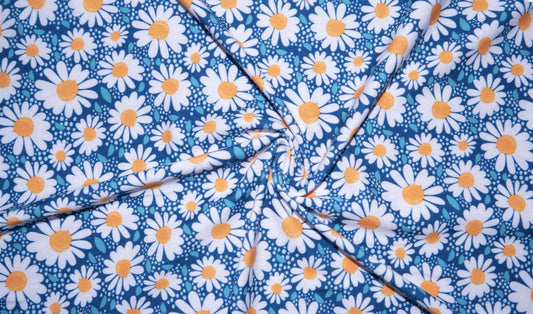 Swimwear Fabric Daisy Floral Activewear Print #206 Polyester Spandex Stretch By The Yard
