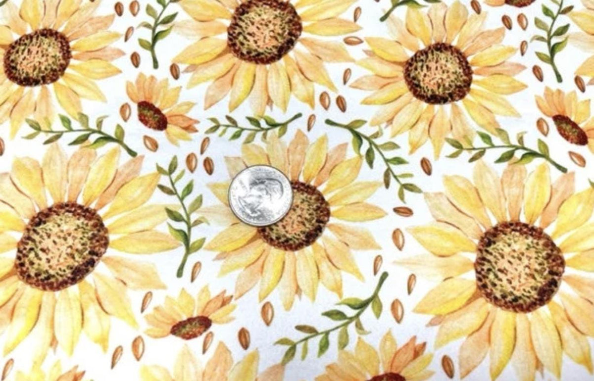Swimwear Fabric Sunflower Activewear Print #862 Polyester Spandex Stretch By The Yard