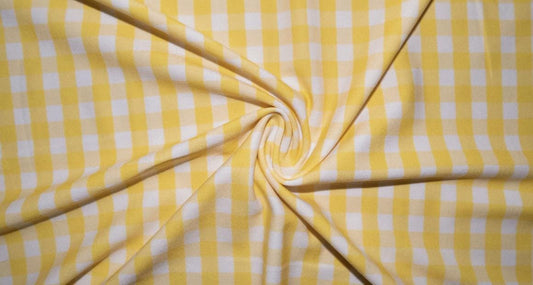 Swimwear Fabric Gingham Yellow Activewear Print #193 Polyester Spandex Stretch By The Yard