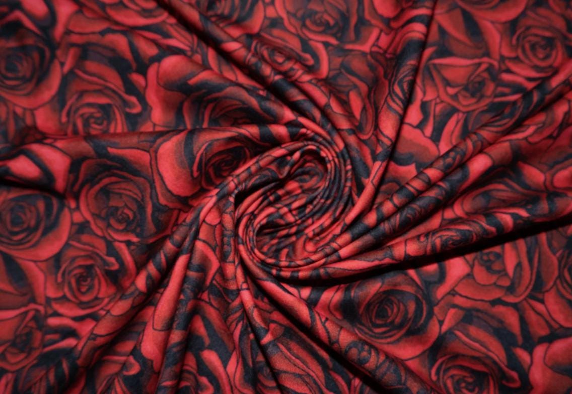 Swimwear Fabric Roses Activewear Print #03 Polyester Spandex Stretch By The Yard