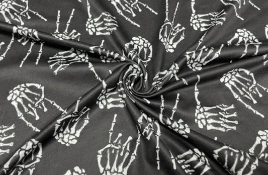 Swimwear Fabric Skeleton Hand Activewear Print #864 Polyester Spandex Stretch By The Yard