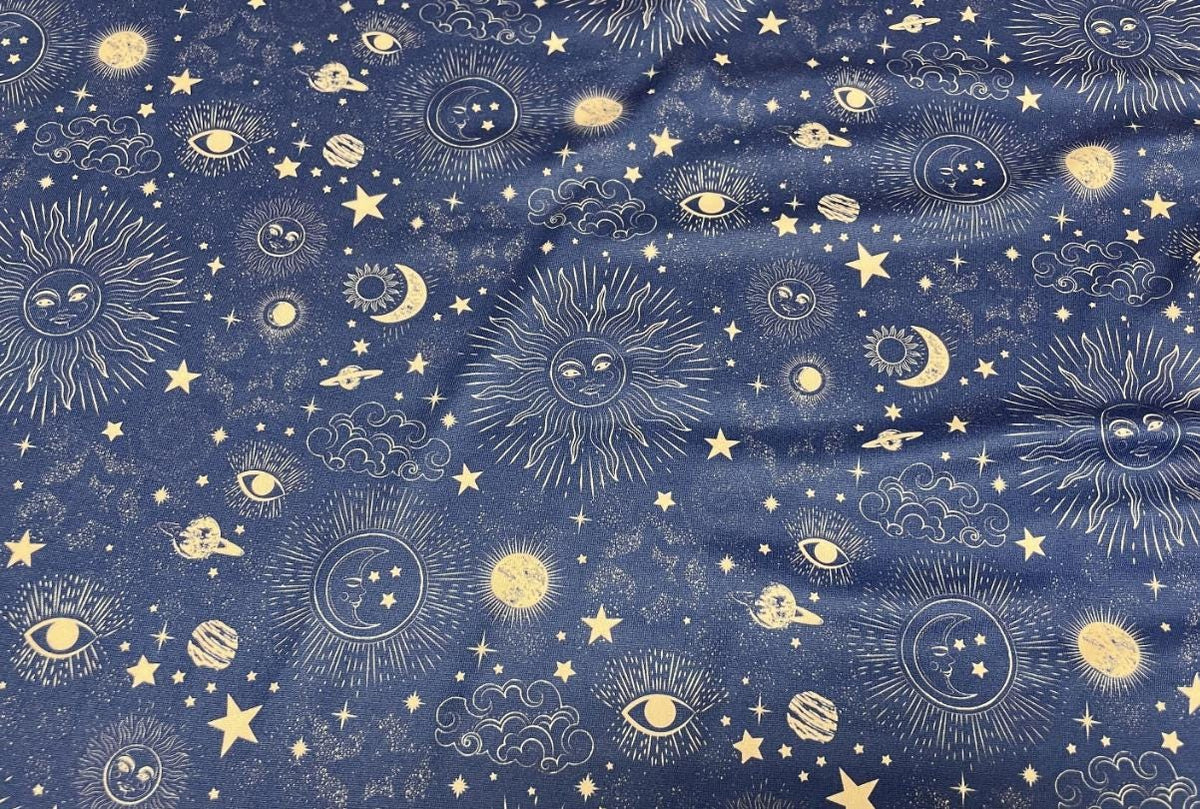 Swimwear Fabric Constellations Activewear Print #443 Polyester Spandex Stretch By The Yard
