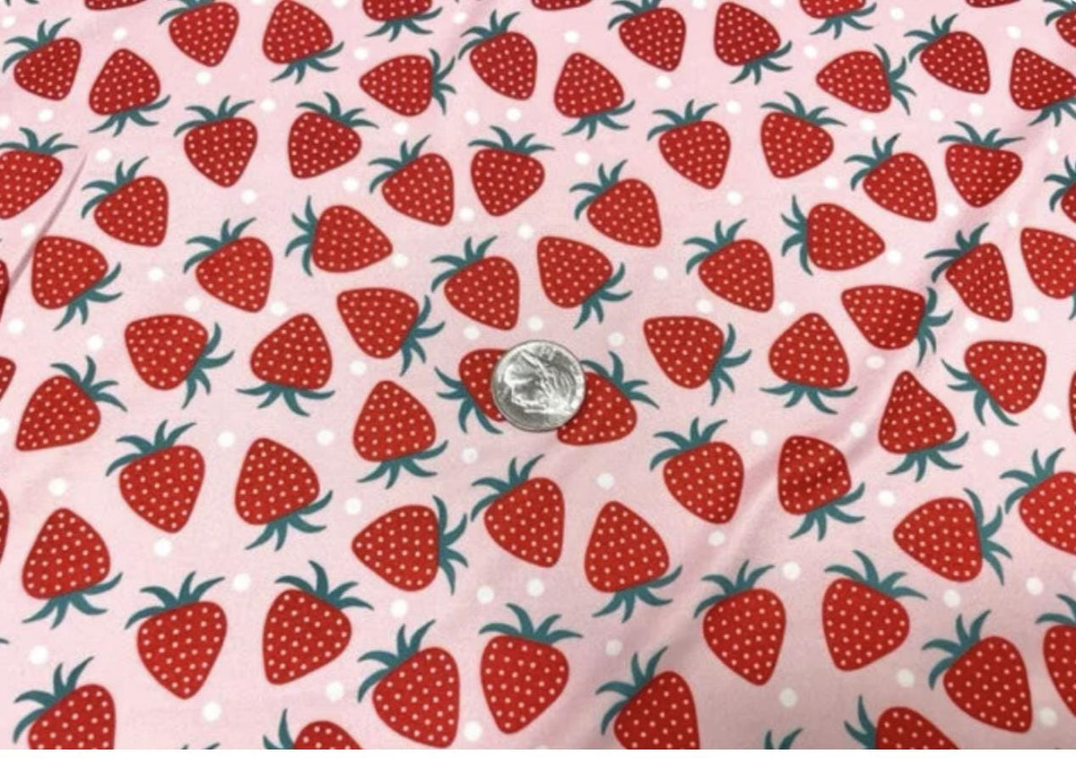 Swimwear Fabric Strawberry Polka Dot Activewear Print #713 Polyester Spandex Stretch By The Yard