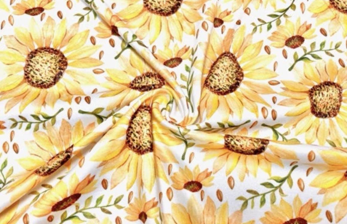 Swimwear Fabric Sunflower Activewear Print #862 Polyester Spandex Stretch By The Yard