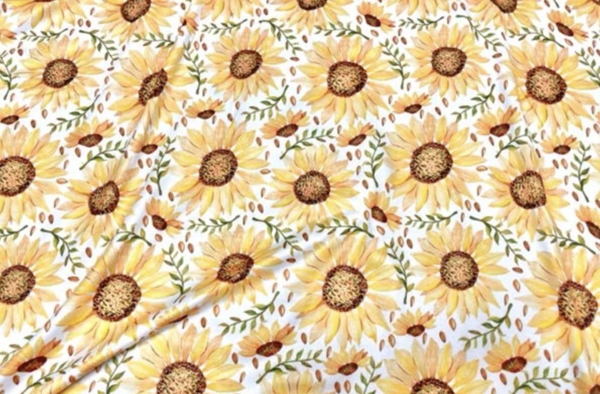 Swimwear Fabric Sunflower Activewear Print #862 Polyester Spandex Stretch By The Yard