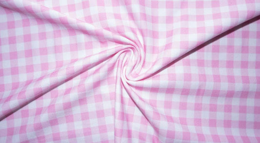 Swimwear Fabric Gingham Pink Activewear Print #208 Polyester Spandex Stretch By The Yard