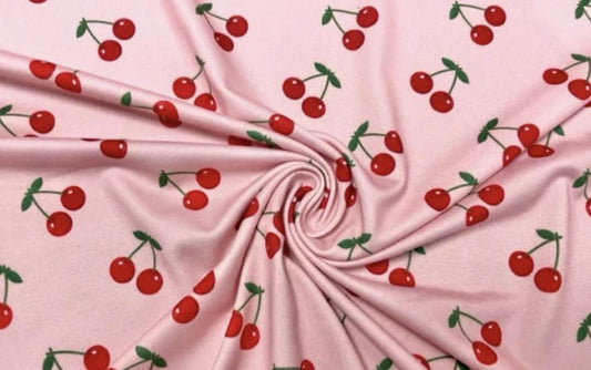 Swimwear Fabric Cherries Activewear Print #733 Polyester Spandex Stretch By The Yard