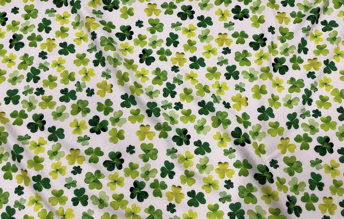 Swimwear Fabric Watercolor Clover Activewear Print #388 Polyester Spandex Stretch By The Yard