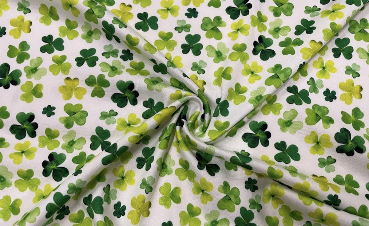 Swimwear Fabric Watercolor Clover Activewear Print #388 Polyester Spandex Stretch By The Yard