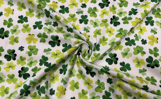 Swimwear Fabric Watercolor Clover Activewear Print #388 Polyester Spandex Stretch By The Yard