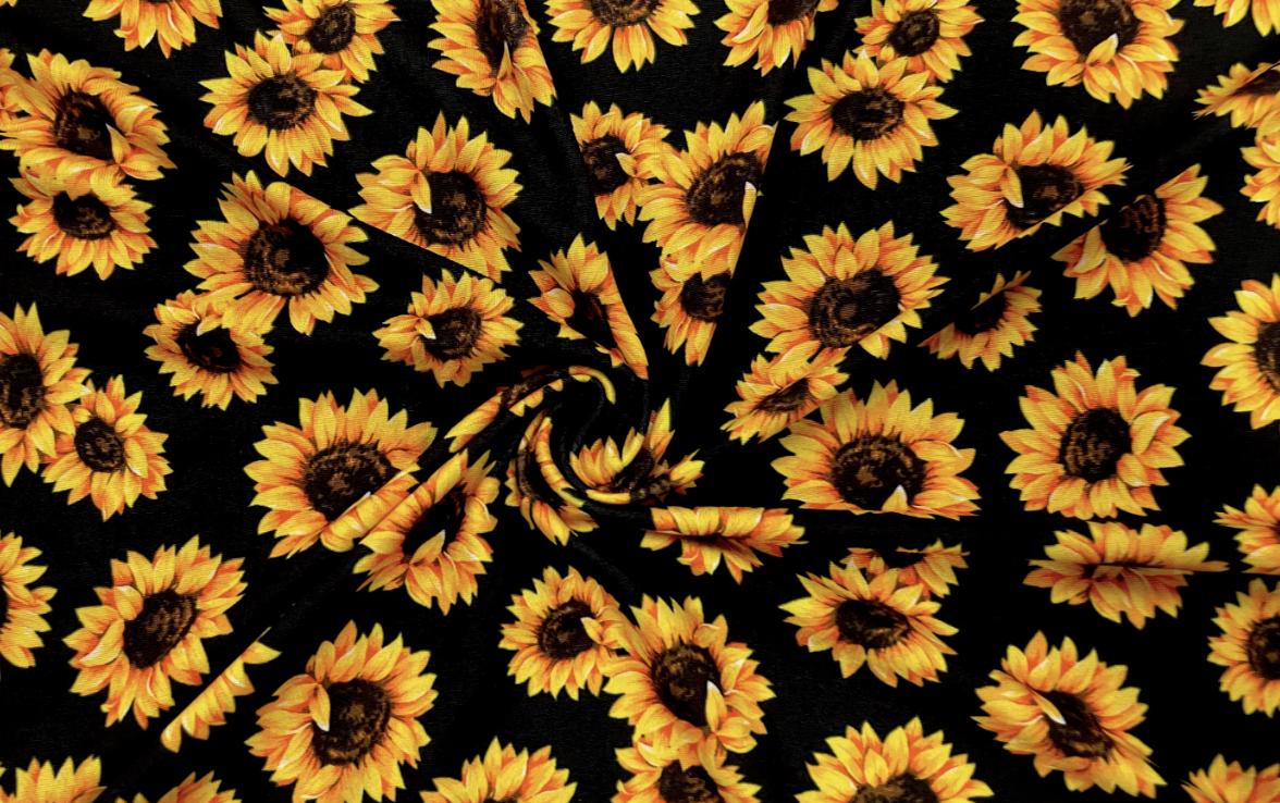 Swimwear Fabric Sunflowers Activewear Print #488 Polyester Spandex Stretch By The Yard