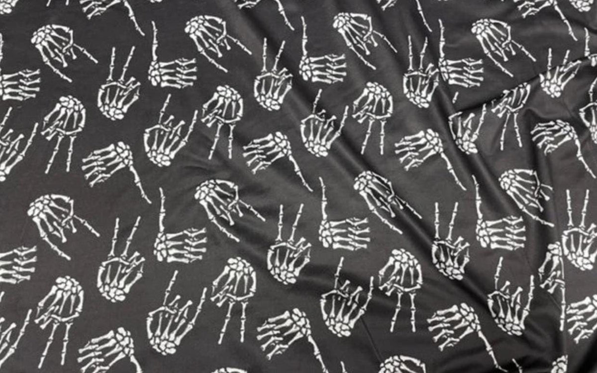 Swimwear Fabric Skeleton Hand Activewear Print #864 Polyester Spandex Stretch By The Yard
