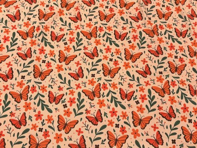 Swimwear Fabric Butterfly Floral Activewear Print #989 Polyester Spandex Stretch By The Yard