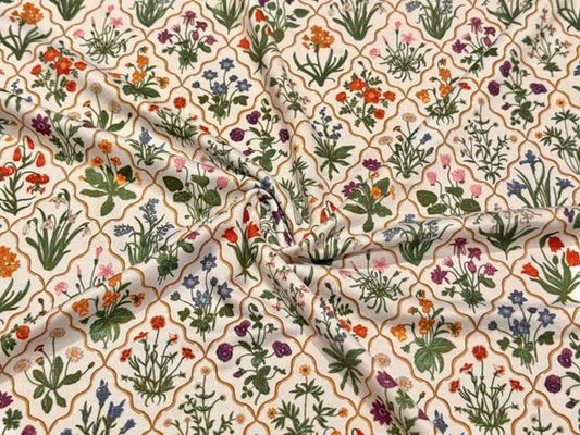 250 GSM DBP Trellis Floral #987 Double Brushed Polyester Spandex Apparel Stretch Fabric 58"-60" Wide By The Yard