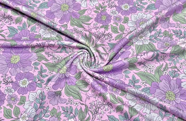 250 GSM DBP Spring Floral #995 Double Brushed Polyester Spandex Apparel Stretch Fabric 58"-60" Wide By The Yard