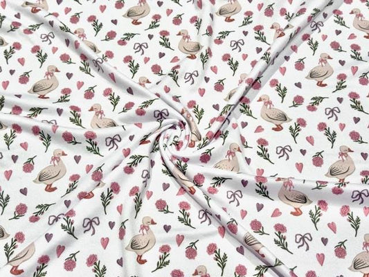 250 GSM DBP Ducks #998 Double Brushed Polyester Spandex Apparel Stretch Fabric 58"-60" Wide By The Yard
