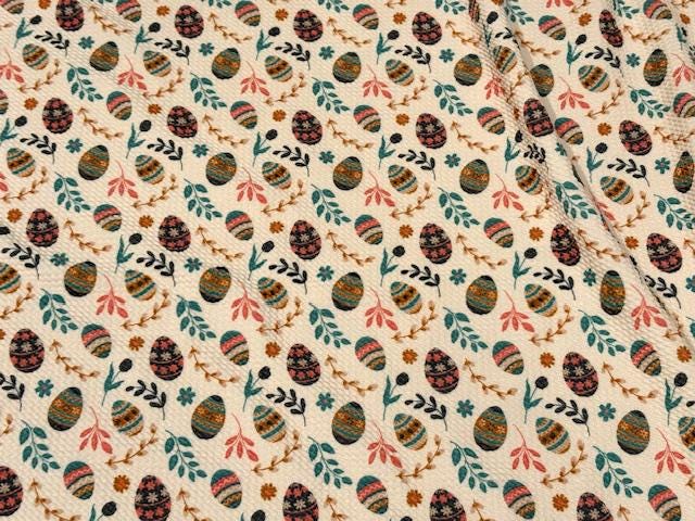 Boho Easter Egg Bullet Print #892 Ribbed Scuba Techno Double Knit 2-Way Stretch Poly Spandex Apparel Craft Fabric 58"-60" Wide BTY