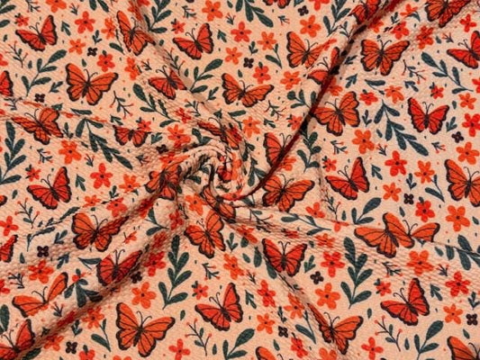 Butterfly Floral Bullet Print #895 Ribbed Scuba Techno Double Knit 2-Way Stretch Poly Spandex Apparel Craft Fabric 58"-60" Wide BTY