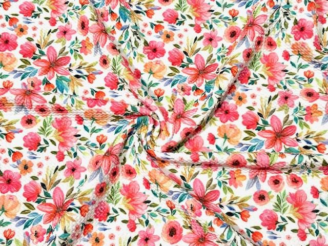 Floral Bullet Print #897 Ribbed Scuba Techno Double Knit 2-Way Stretch Poly Spandex Apparel Craft Fabric 58"-60" Wide BTY
