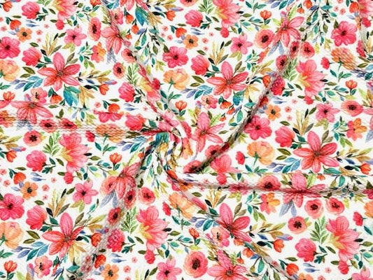 Floral Bullet Print #897 Ribbed Scuba Techno Double Knit 2-Way Stretch Poly Spandex Apparel Craft Fabric 58"-60" Wide BTY