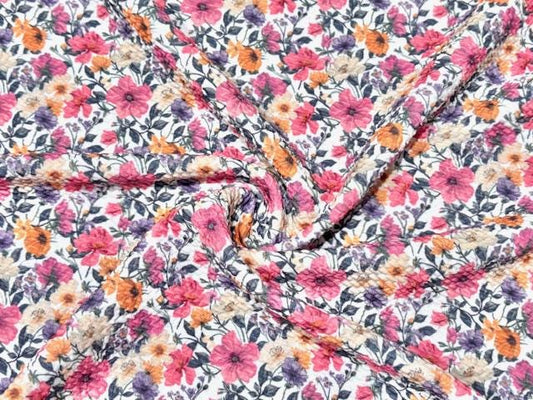 Floral Bullet Print #900 Ribbed Scuba Techno Double Knit 2-Way Stretch Poly Spandex Apparel Craft Fabric 58"-60" Wide BTY