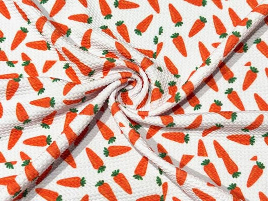 Carrots Bullet Print #902 Ribbed Scuba Techno Double Knit 2-Way Stretch Poly Spandex Apparel Craft Fabric 58"-60" Wide BTY