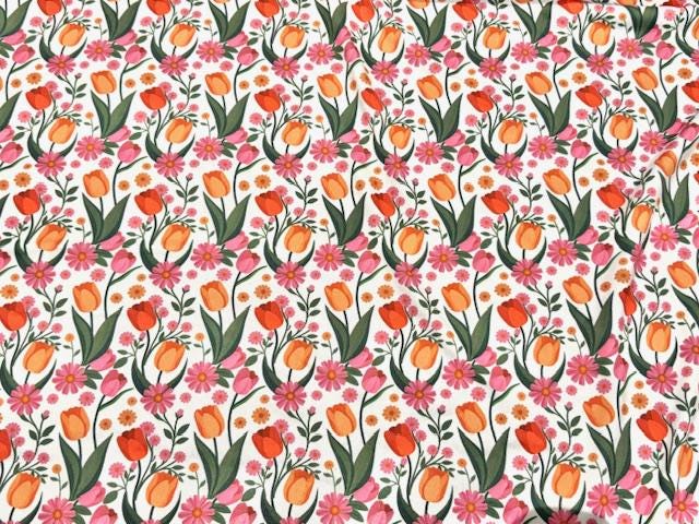 Swimwear Fabric Spring Tulip Floral Activewear Print #997 Polyester Spandex Stretch By The Yard
